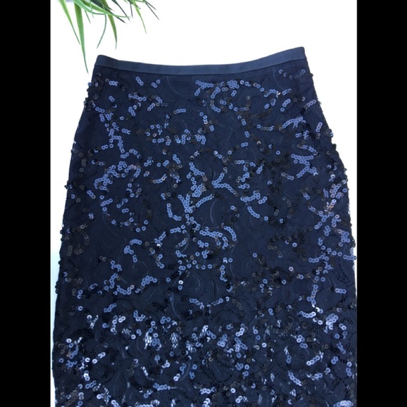 EXPRESS Black Midi Lace Sparkle Skirt - Picture 3 of 7